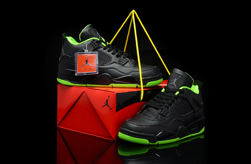 Air Jordan 4 Men Shoes Black/ Greenyellow Online